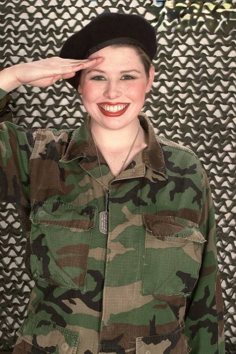 Chesty Desirae peels off her military uniform to fondle massive saggy juggs 60889215