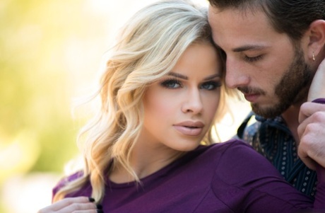 Beautiful blonde chick Jessa Rhodes strips naked to please her man friend 56349499