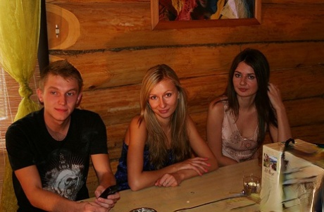 College students partake in hardcore group sex at a log cabin 62380211
