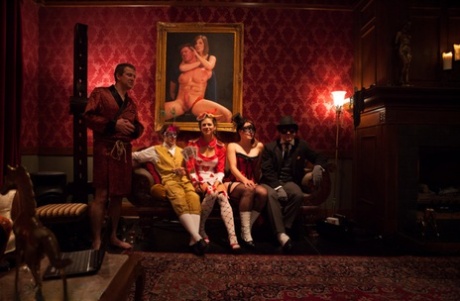 Black and white female sex slaves perform during a kinky adult party 71661561