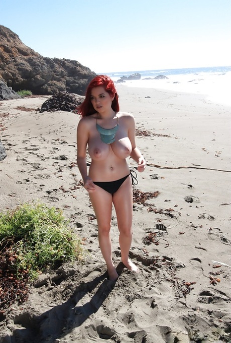Red-head pornstar with big tits Tessa Fowler gets naked outdoors 40841860